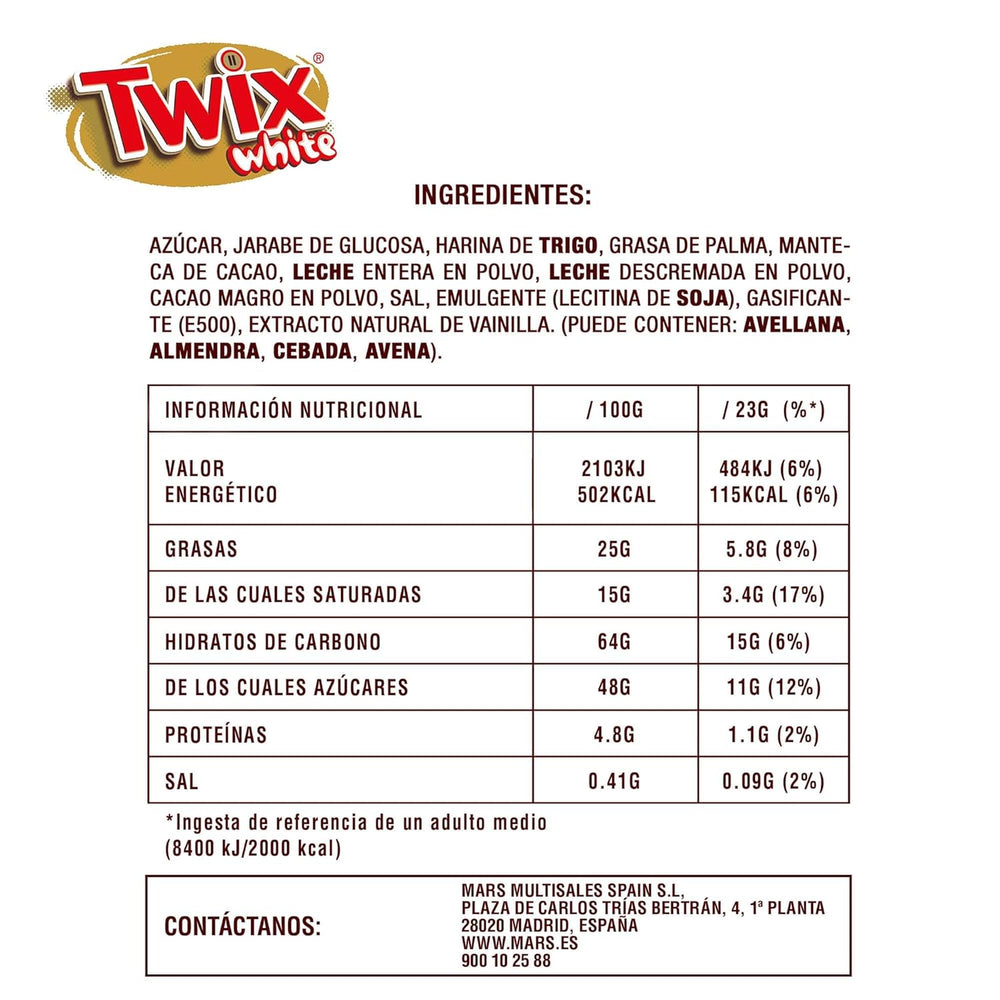 Barras de chocolate blanco Twix | Caramelo, Galletas, Chocolate Blanco | Paquete múltiple de chocolate | 5 barras (5 x 46 g) (Paquete de 5)