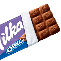 Milka Oreo – Chocolate con leche alpino relleno de crujientes trozos de galletas Oreo y suave crema de vainilla – 100g