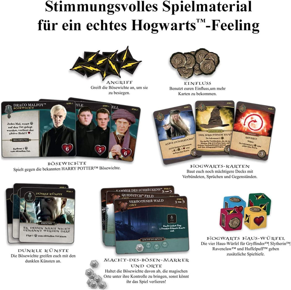 KOSMOS 693398 Harry Potter Battle for Hogwarts - Jocul cooperativ Harry Potter, Joc Harry Potter pentru 2-4 jucători cu vârsta de 11 ani și peste, Bătălia de la Hogwarts în germană, 7 ani școlari