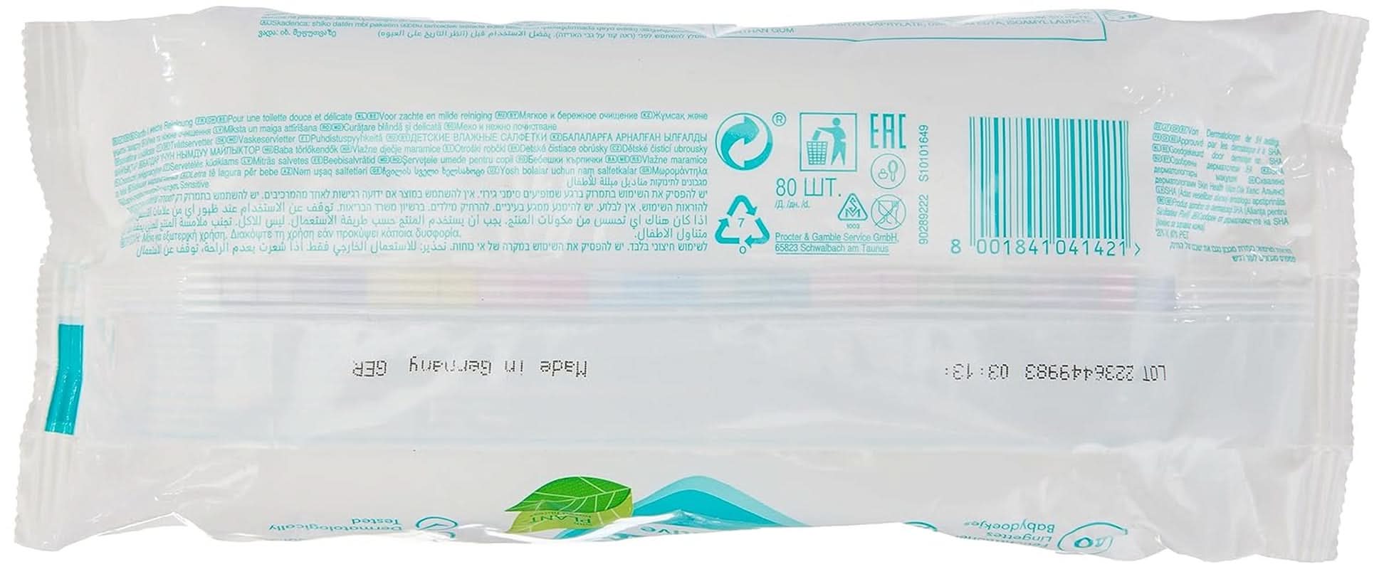 Pampers Toallitas húmedas Sensitive, 80 toallitas Toallitas húmedas para bebés Naty Shop