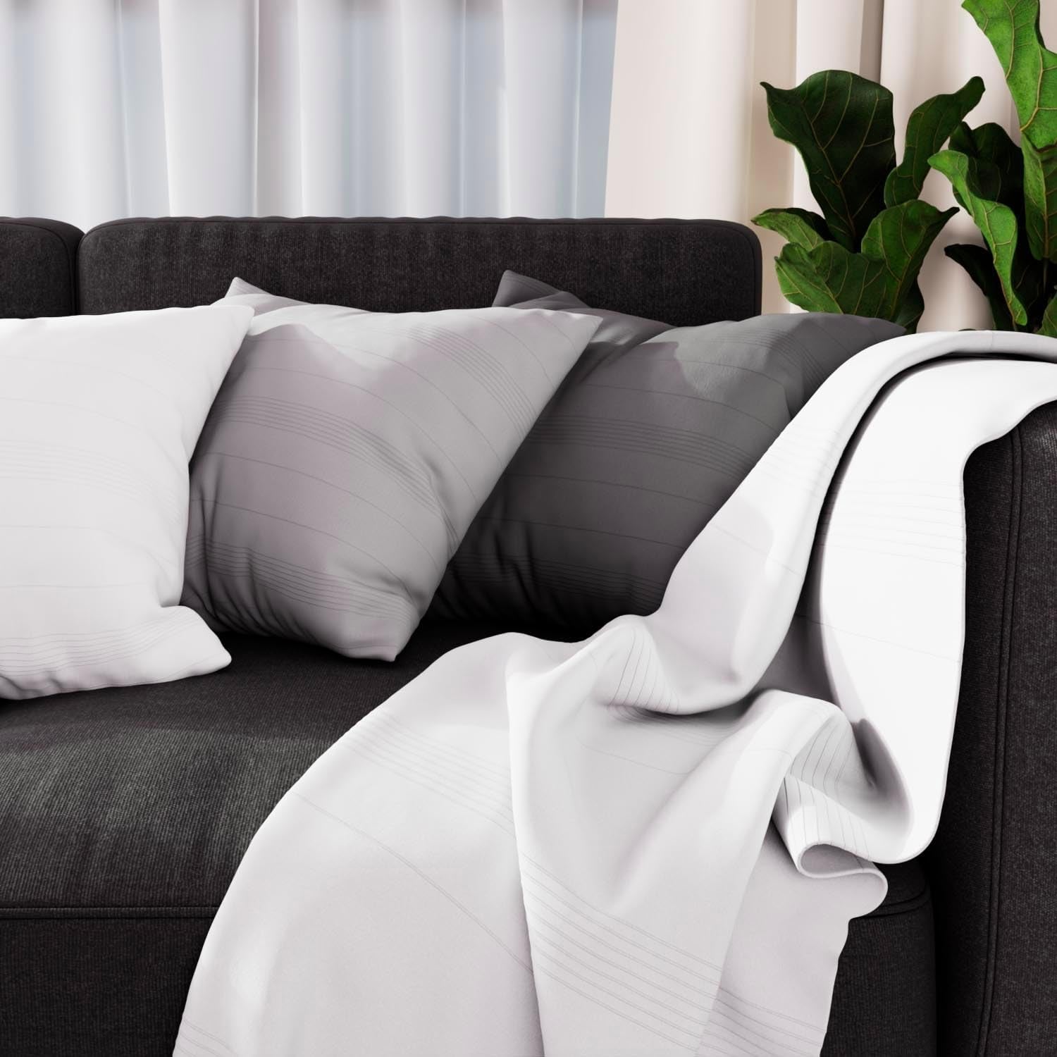 Soleil d'ocre adele plaid, tirado desde el sillón, polialgodón, gris, 140 x 200 cm camas y mantas besuche den soleil d'ocre-store blanco 140 x 200 cm