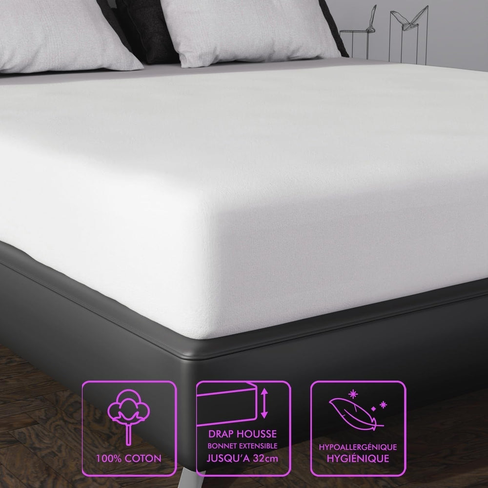 Soleil D'Ocre Colchón protegido con franela, algodón, blanco, 180 X 200 cm Edredones y edredones Naty Shop