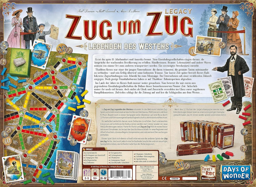 Days of Wonder, Ticket to Ride Legacy: Legends of the West, Joc de familie, Joc de societate, 2-5 jucători, Vârste 10+, 20-90 de minute, Germană