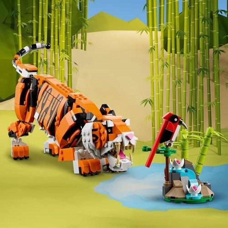 LEGO 31129 Creator Majestic Tigre, Panda o Pez Juego de figuras de animales 3 en 1 Juguete para niños Niños y niñas Juegos de construcción de juguetes de construcción de animales Besuche den LEGO-Store