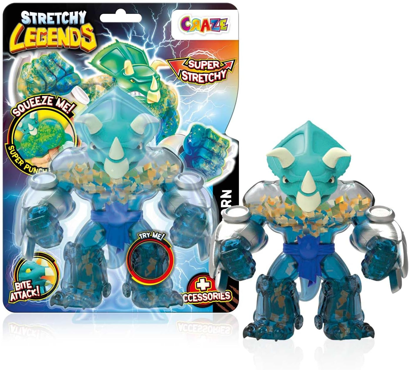 STRETCHY LEGENDS D'Molition - Figuras de acción elásticas para niños, Figuras de superhéroes elásticas para coleccionar con figuras de acción de relleno de limo Naty Shop Stretchy Battlehorn