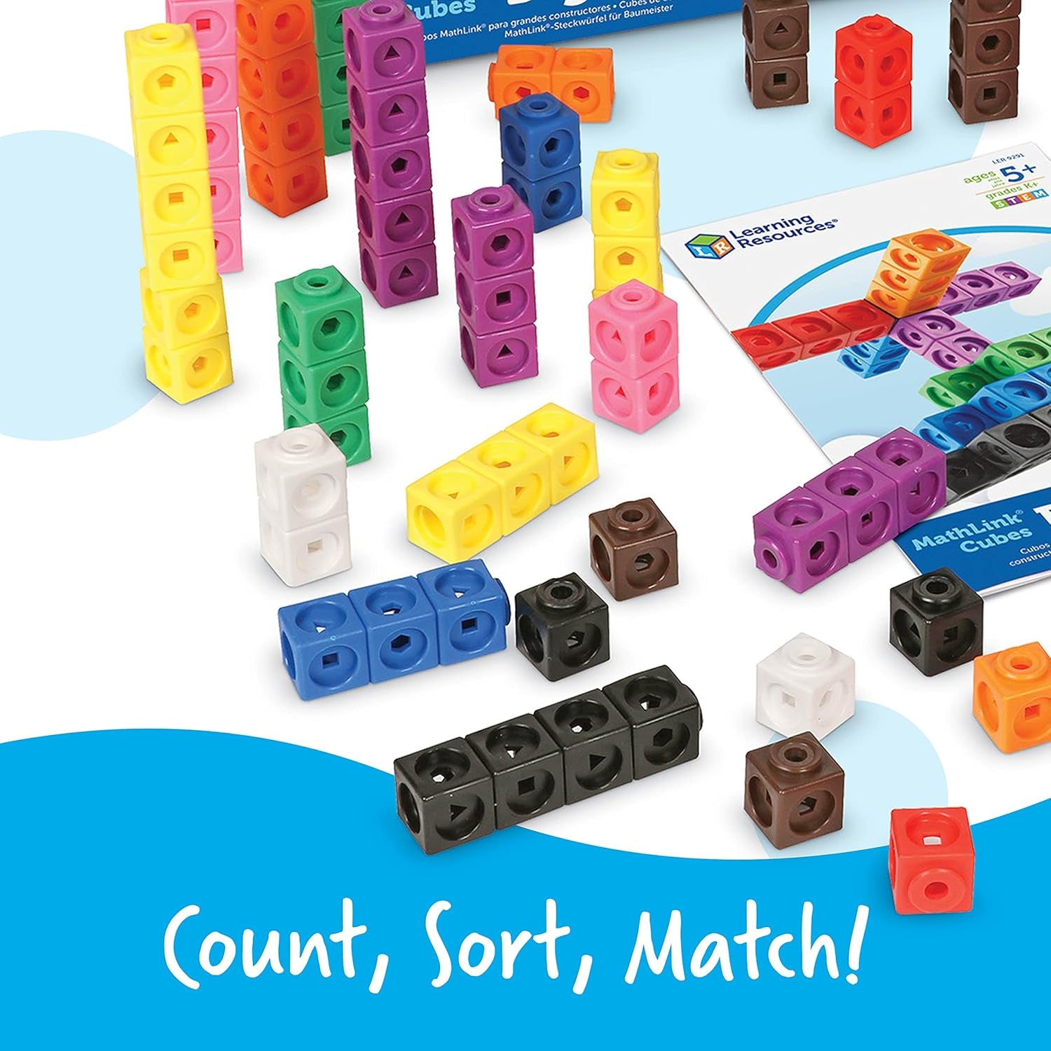 Recursos de aprendizaje MathLink Steckwürfel Big Builders para Baumeister, ab 5 Jahren, Konstruktionsspielzeug für frühes Mint-Lernen, 200 Teile