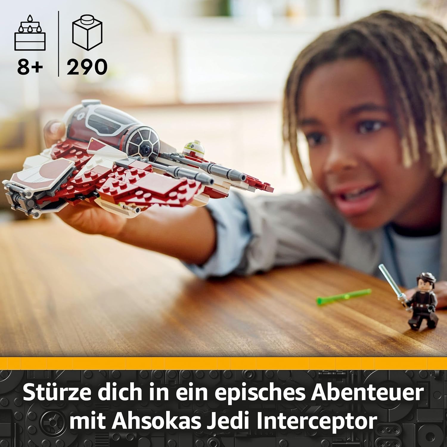 LEGO Star Wars 75401 Ahsokas Jedi Interceptor, figuras para fans de The Clone Wars, minifiguras de Ahsoka Tano y Anakin Skywalker, con luces y R7-A7, para jóvenes y mujeres de 8 años