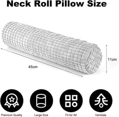 Rulou de gât cu capac, 11X45 cm pernă de călătorie cu spumă de memorie, pernă de gât de pluș lavabilă la fața locului pentru ameliorarea durerilor de gât, pernă de gât pentru casă, birou, călătorii Yoga cilindru rotund Perne ortopedice cervicale Naty Shop