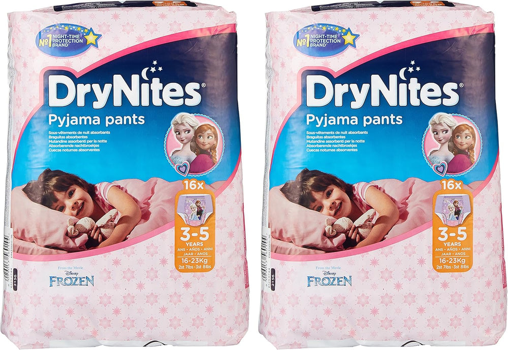 Huggies DryNites Ropa de dormir para niñas, 3-5 años (16-23 kg), 2 x 16 piezas