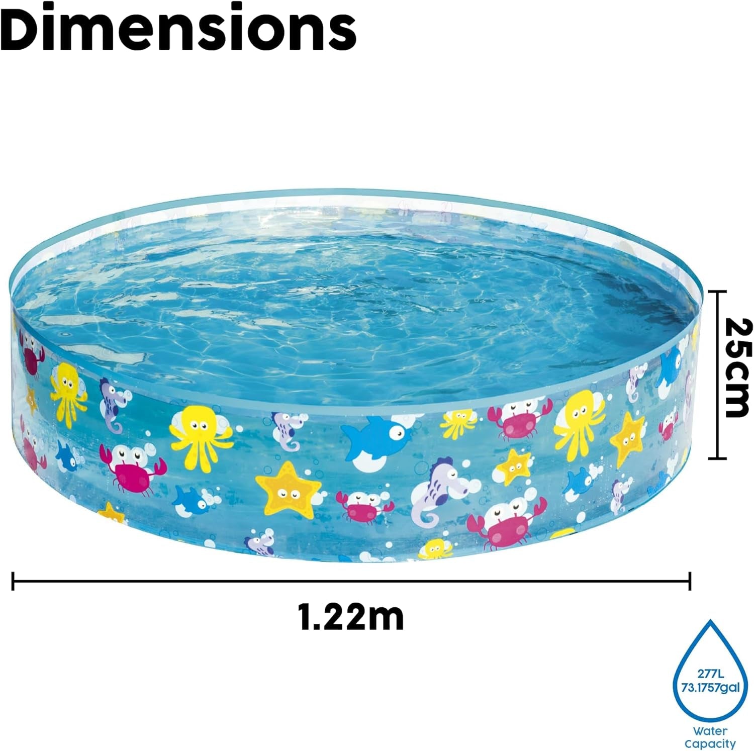 Piscina Infantil Bestway FillN Fun, Sparking Sea, 122 x 25 cm, BW55028, Multicolor, 122 x 122 x 25 cm