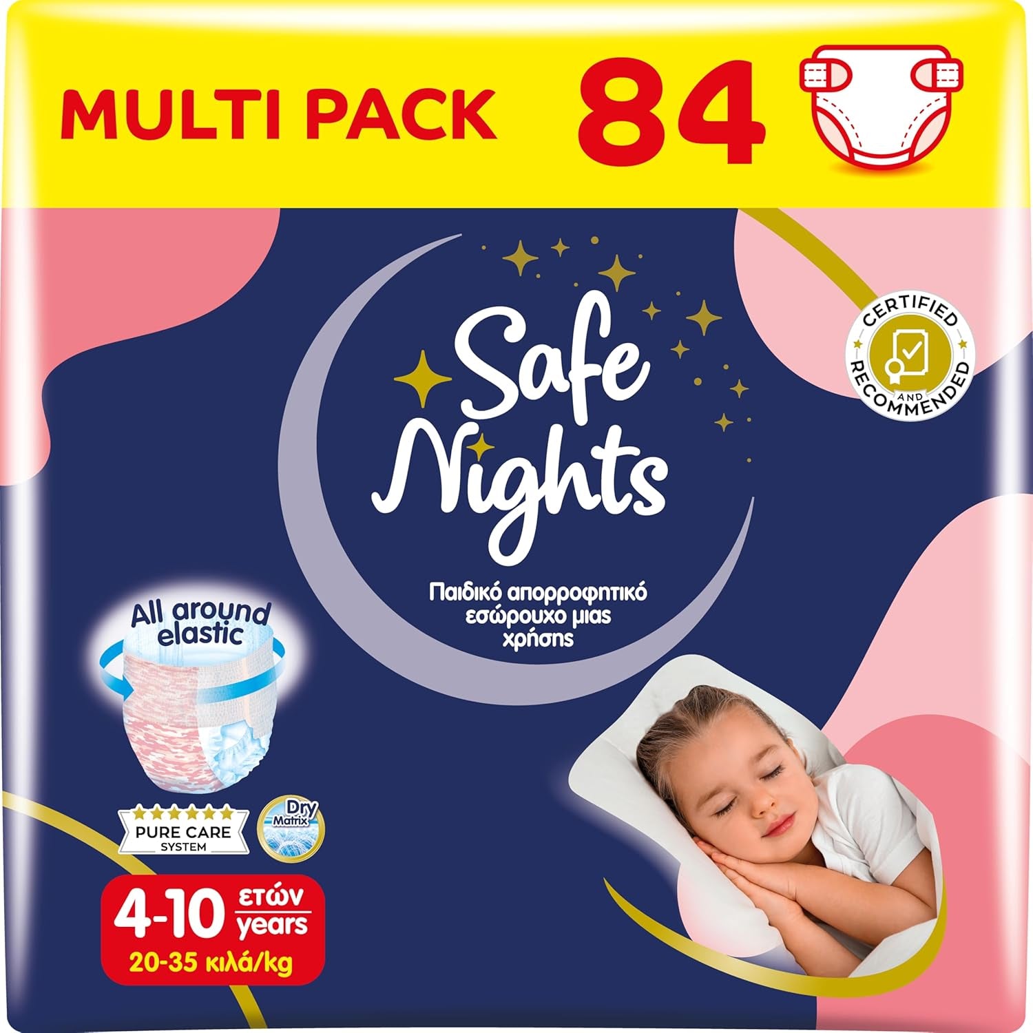 Safe Nights Girl, Ropa de dormir absorbente para niñas de 8 a 16 años (30 a 50 kg), paquete de 14