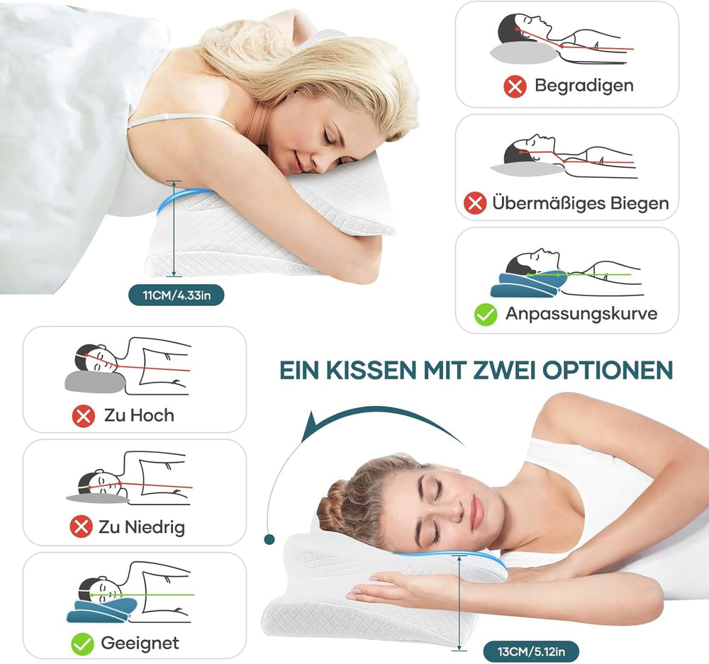 Pernă pentru gât Pernă pentru cap Pernă ortopedică Pernă din spumă de memorie Pernă ergonomică pentru cap Pernă pentru susținerea gâtului Pernă anti-impact lateral Pentru cei care dorm lateral, pe spate și abdominal Alb Perne ortopedice cervicale Naty Shop