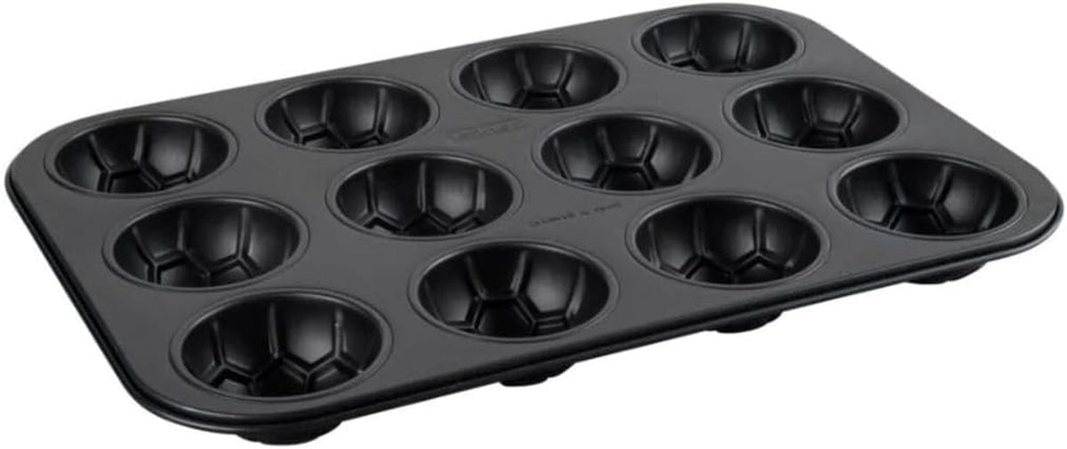 Zenker 12Er Muffinform – Muffinbackblech Für Muffins Und Cupcakes Aus Der Serie Soccer Baking– Hitzebeständiges 12Er Muffinblech Mit Antihaftbeschichtung, Schwarz Moldes y bandejas para hornear Naty Shop