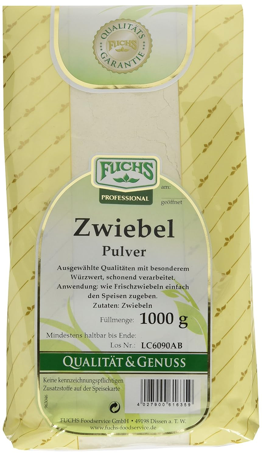 Fuchs Professional - Zwiebelpulver | Schonend verfahrett, zum Würzen von herzhaften Gerichten | Calidad profesional para grandes empresas gastronómicas y gastronómicas | Bolsa reciclable de 1 kg.