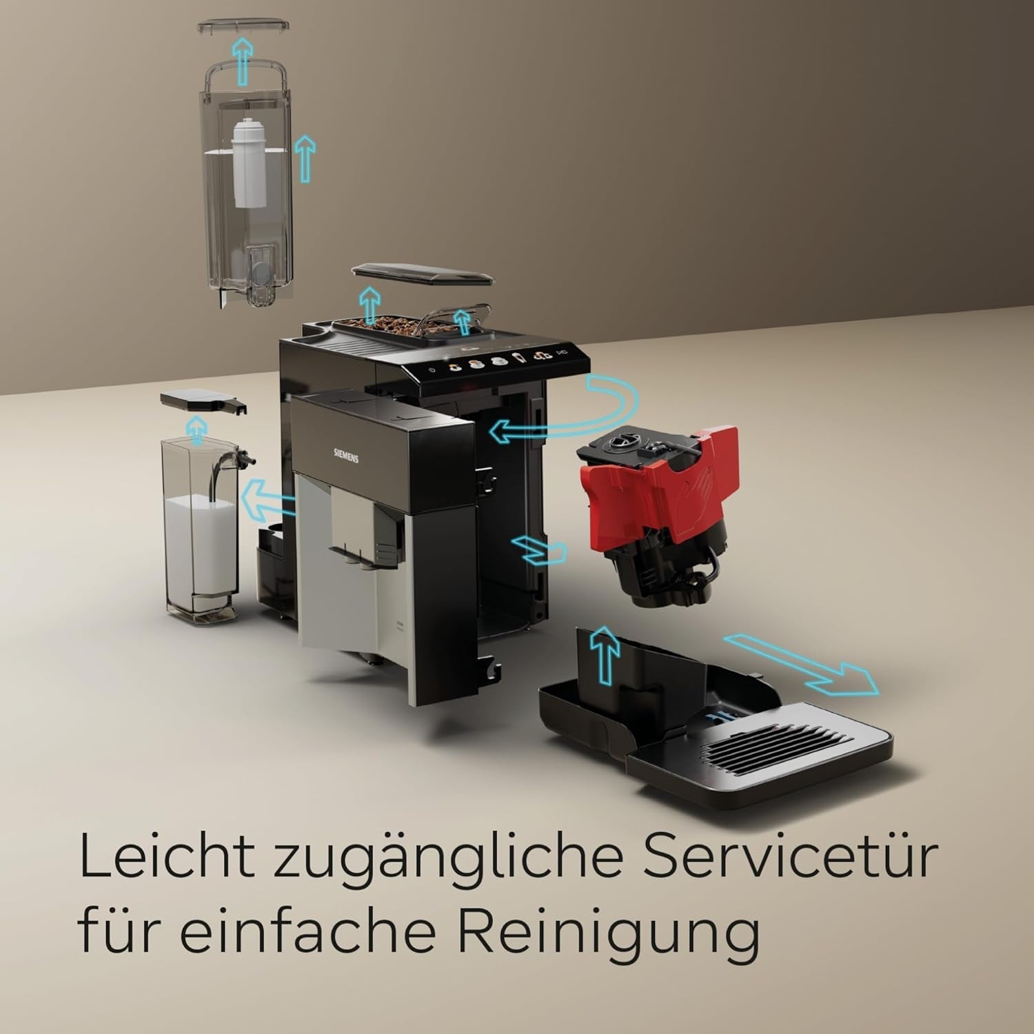Espressor automat Siemens EQ500 integral TQ513D01, multe specialități de cafea, spumator de lapte, recipient de lapte integrat, curățare automată cu abur, 1500 W, lumină naturală argintie/negru piano