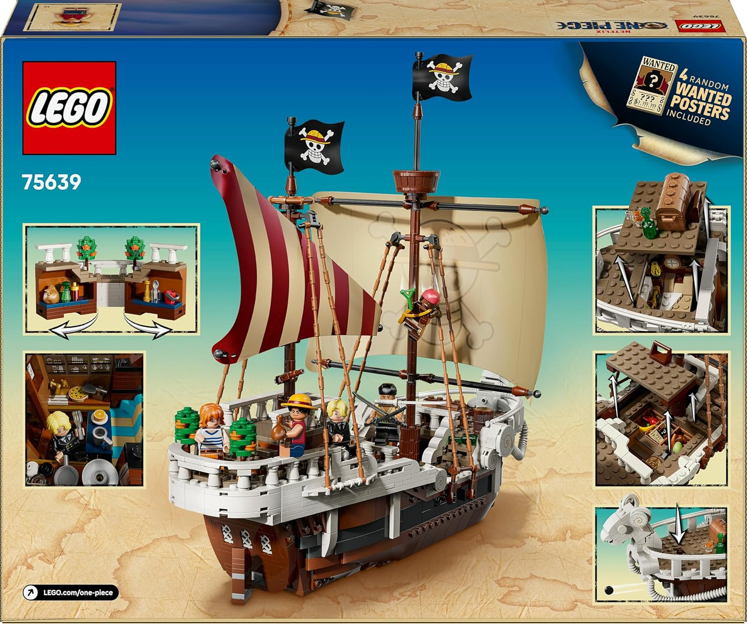 LEGO ONE PIECE - Das Piratenschiff Flying Lamb (Going Merry) - Juego de juegos con 5 minifiguras - incluido. Luffy, Zoro y Nami - Spielzeug zum Bauen - Geschenk für Jungen, Mädchen & Fans ab 10 Jahren - 75639