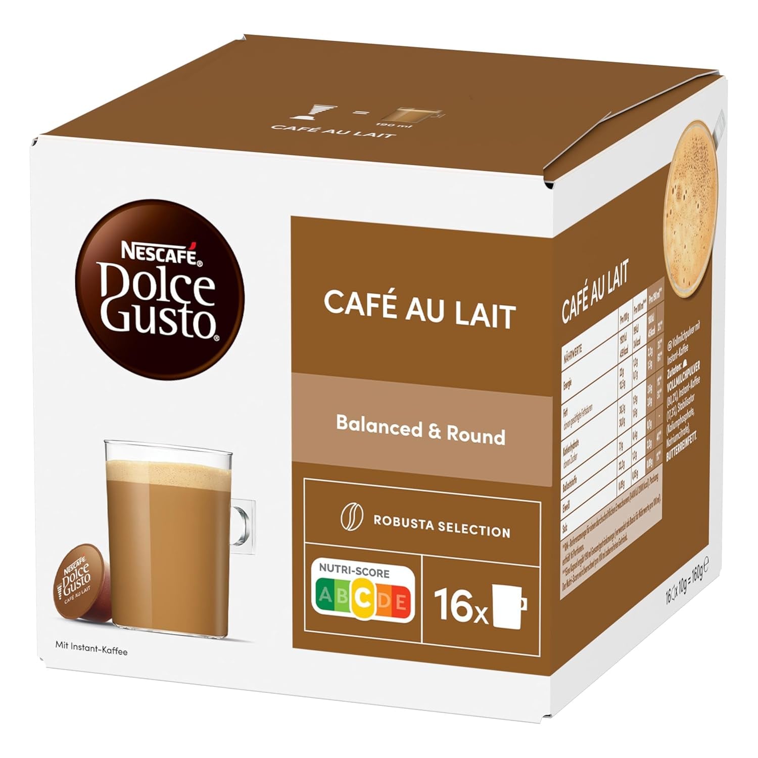 NESCAFÉ DOLCE GUSTO Café au Lait Kaffeekapseln 6er Pack (6 x 16 Kapseln)