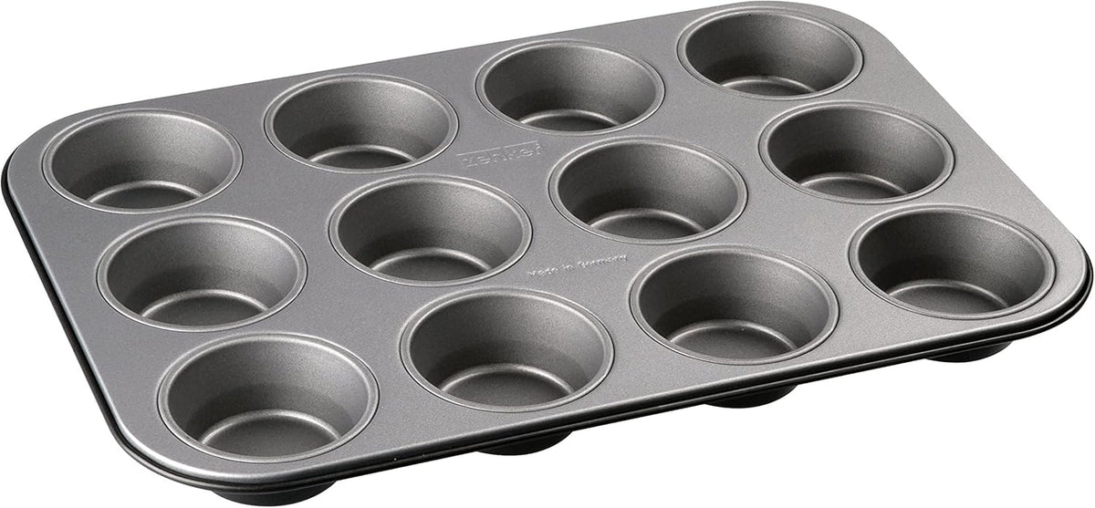 Zenker 12Er Muffinform Energy, Premium-Backform, Für Köstliche Kuchen, Verkürzt Die Backzeit Um Bis Zu 20% (Farbe: Silber/Anthrazit), Menge: 1 Stück, Hellgrau Und Dunkelgrau Moldes y bandejas para repostería Naty Shop