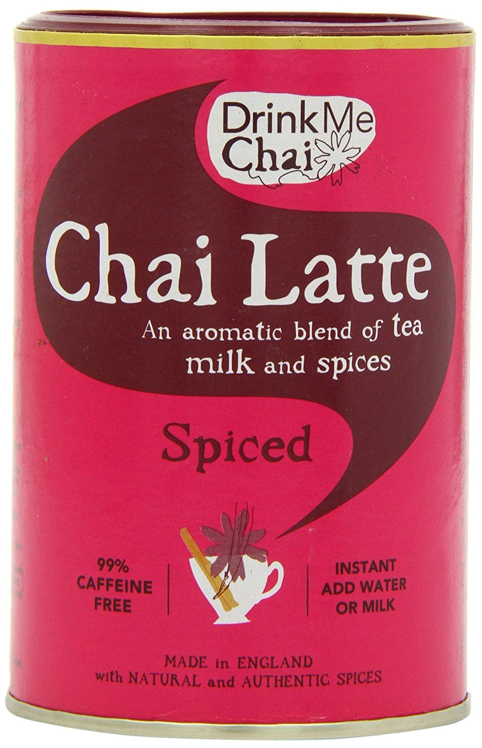 Drink Me Chai Chai Latte condimentat 1 kg (4 bucăți) – Adăugați doar apă, pudră Chai Latte (200 porții în total)