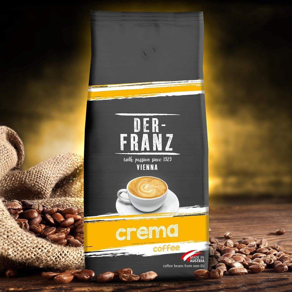 DER-FRANZ Cafea Crema, Intensitate 4/5, 100% Arabica, boabe de cafea întregi, 4 X 1000 G Cafea Naty Shop