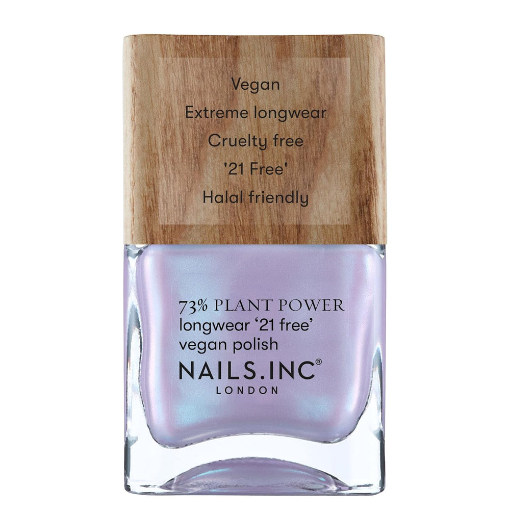 Nails Inc - Esmalte de uñas vegano GLOWING SOMEWHERE Plant Power - 73% a base de plantas, 100% vegano y libre de crueldad - Manicura perfecta, perla brillante - Para decoración de uñas ecológica