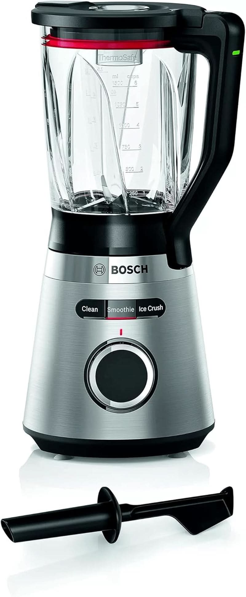 Bosch Batidora amasadora Vitapower Serie 4 MMB6382M, Edelstahl-Klingen Made in Germany, 1,5L Thermosafe Glasbehälter, Stopfer, Sicherheitsdeckel, Spülmaschinengeeignete Teile, 30.000 U/Min, 1200 W, Edelstahl Kitchen Naty Shop Batidora amasadora