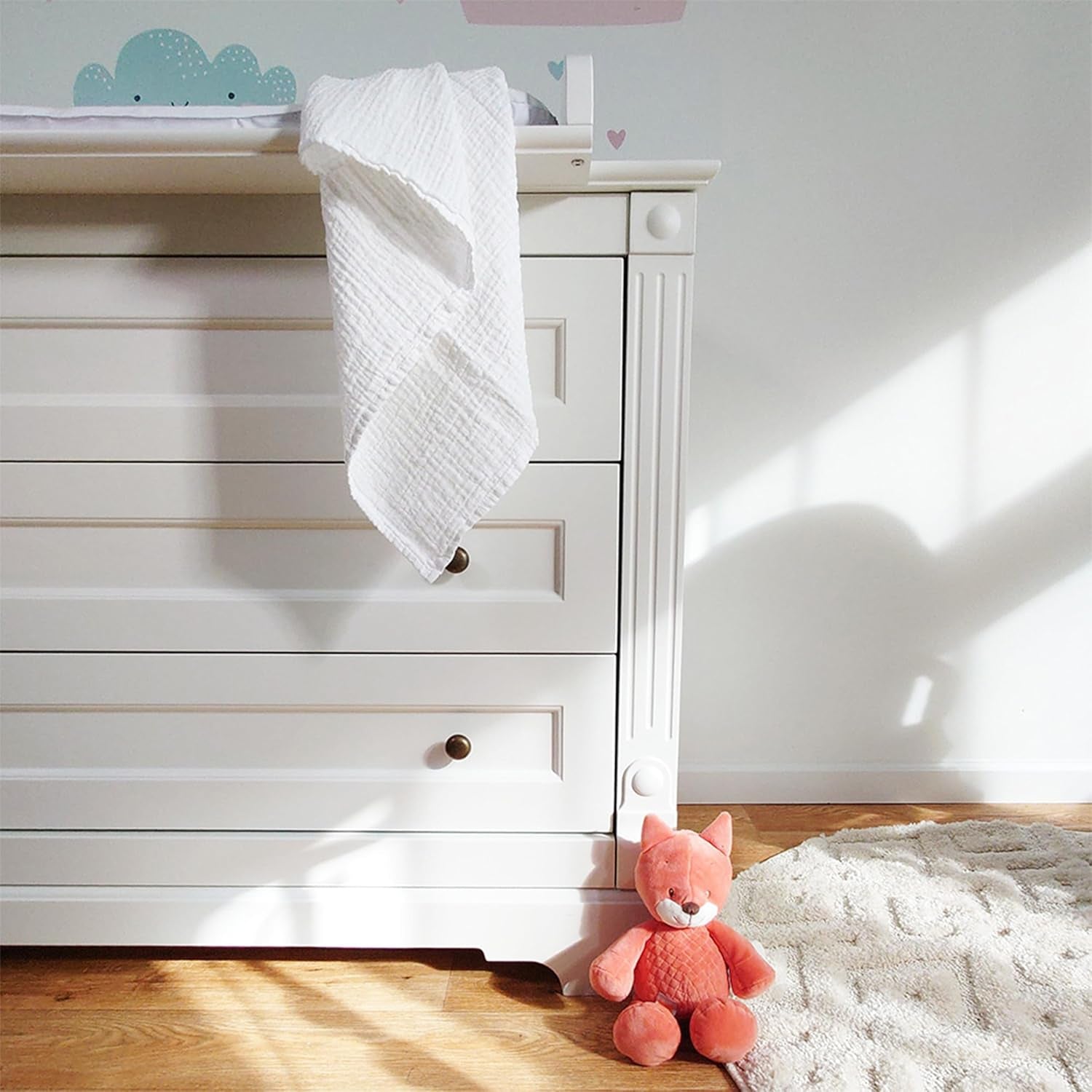 MAKIAN Cuadrados de muselina, paquete de 10, 80x80 cm, certificado Oeko-TEX® Standard 100, 10 paños para eructar de primera calidad - Cuadrados de tela de doble tejido / Cuadrados de muselina, resistentes a la ebullición - Blanco