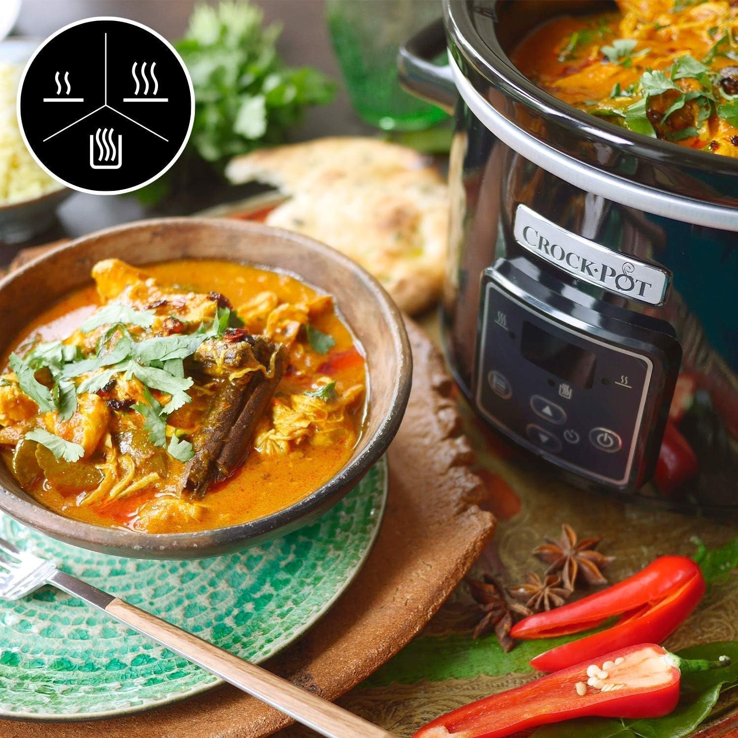 Olla de cocción lenta digital Crockpot, función mantener caliente, 2,4 litros (1-2 personas) Slow Cooker Naty Shop