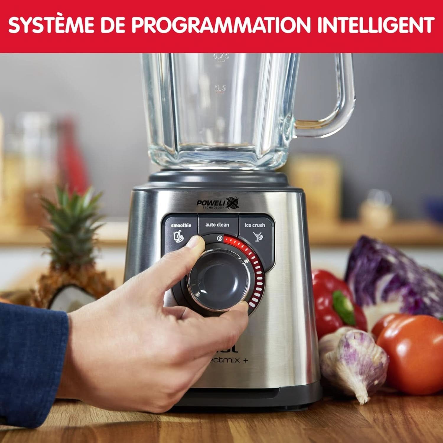 Perfect Mix + LM811D10 - Batidora De 1200 W, Glasierter Edelstahl, Hintergrundbeleuchteter Geschwindigkeitsregler, 3 Programas, Manueller Und Automatischer Reinigungsmodus Mother and Child Naty Shop