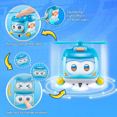 Super Wings Super Pets 4 PCS Shine, Golden Boy, Jerome, Ellie, cu expresie facială comutabilă, cu efect de fulger, portabil, jucărie pentru 3 4 5 6 7 8 ani băiat fată, 2 inci Action figures Naty Shop