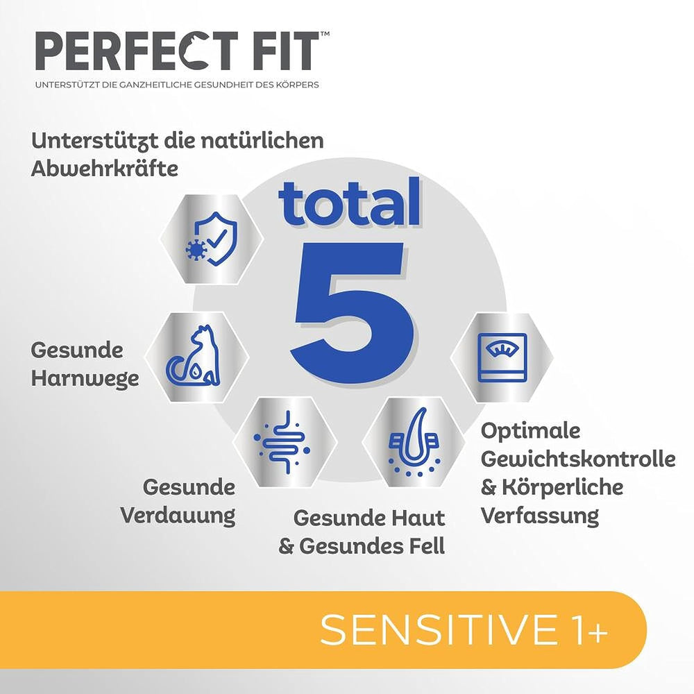 Hrană umedă pentru pisici Perfect Fit Sensitive 1+ cu pui în sos, 12 pliculețe, 12 x 85g – Hrană umedă premium pentru pisici sensibile de la 1 an, fără grâu și soia, pentru a susține digestia