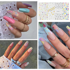 Nagelsticker Set Für Einzigartiges Nageldesign, 4 Blatt Frühlingsthemen Nail Art Zubehör, Perfekt Für 3D Gel Nägel Und UV Gel Strips