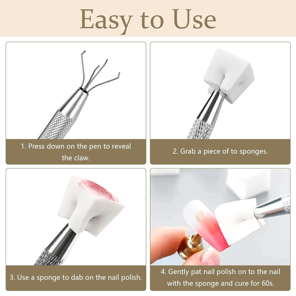 250 Stück Nail Art Schwamm Mit Metallgreifer Sponge Ombre Pinsel Nailart Nageldesign Zubehör Nagelstudio Zubehör Für DIY Babyboomer Effekte Ombre Gradient Nageldesign