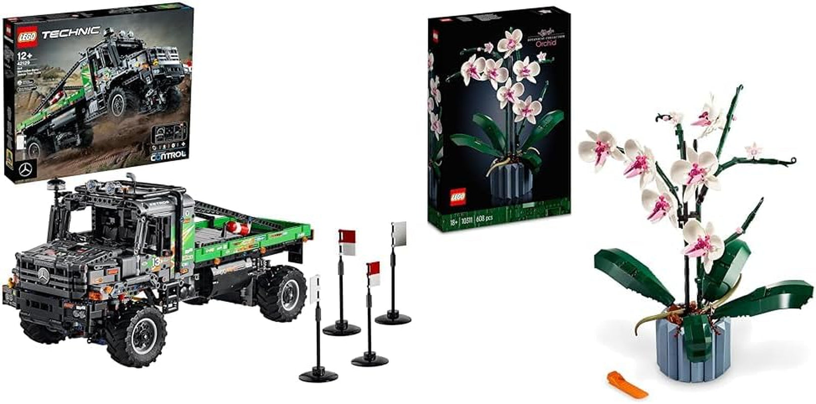 LEGO 42129 Technic 4X4 Mercedes-Benz Zetros Offroad Truck, mașină controlată de la distanță, jucărie camion controlată prin aplicație, idee de cadou pentru adulți și copii, bărbați și femei Seturi de constructie Besuche den LEGO-Store Pachet cu set de orhidee Ambalaj standard