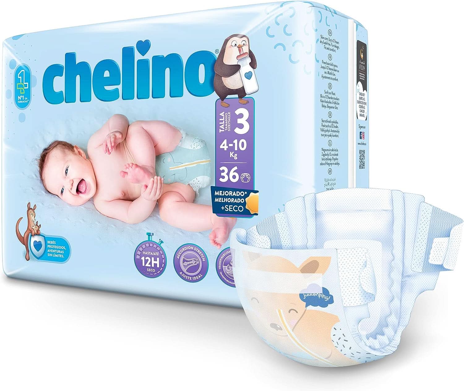 Chelino, talla 3 (4-10 kg), 36 pañales Madre e Hijo Naty Shop
