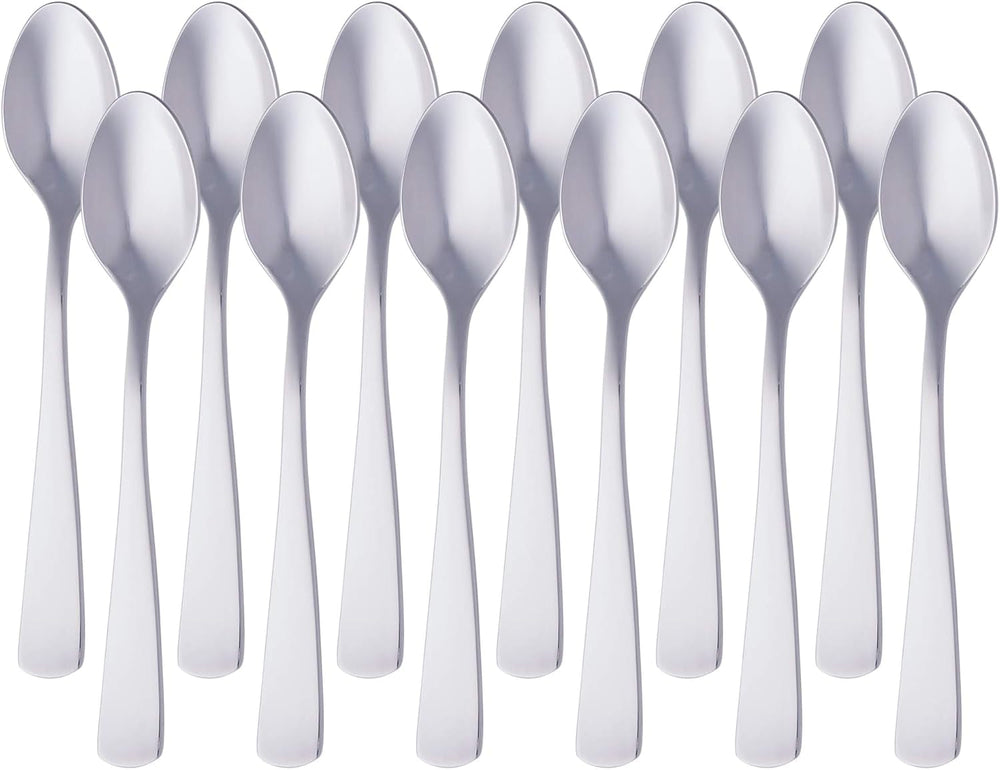 Lingură de cafea din oțel inoxidabil, design cu margini rotunde, pachet de 12, argintiu Bucatarie Naty Shop Single Model drept