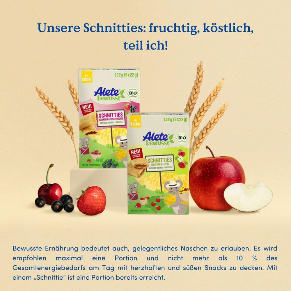 Alete Bio Schnitties cereales integrales y manzanas 6 X 22 gramos Madre e Hijo Naty Shop