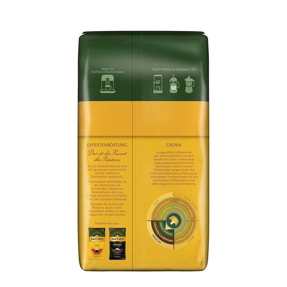 Boabe de cafea Jacobs Café Crema Gold 1kg – Corp plin, aromat, cu note fructate, boabe Arabica și Robusta, intensitate 5/10, ideal pentru Café Crema (pachet de 3)