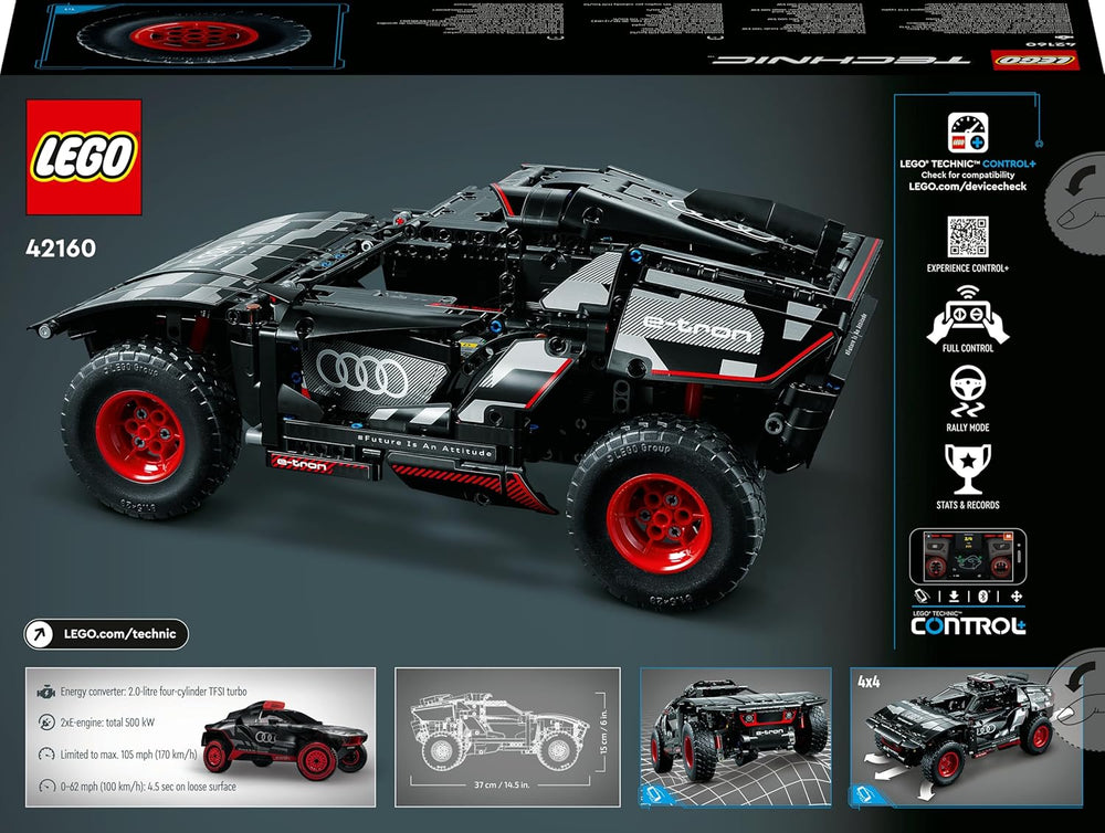 LEGO 42160 Technic Audi RS Q e-tron, Rallye-Auto-Spielzeug, Dakar-Rallye-Geländewagen, App-steuerter RC mit Control+, Geschenk für Jungen, Mädchen y Fans ab 10 Jahren zum Bauen