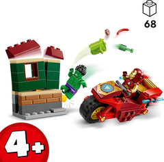 LEGO Marvel Iron Man con Bicicleta y Hulk, Juguete de Construcción de Superhéroe para Niños, Set de Colección con Bicicleta y Minifiguras, Regalo para Niñas y Niños de 4 Años 76287 Juegos de Construcción Besuche den LEGO-Store