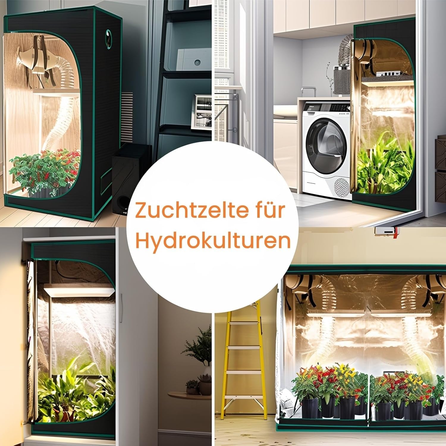 Tienda de Cultivo Tienda de Cultivo de 80x80x180cm con Bandeja Base Impermeable Extraíble Tamaño Ideal para Hidroponía