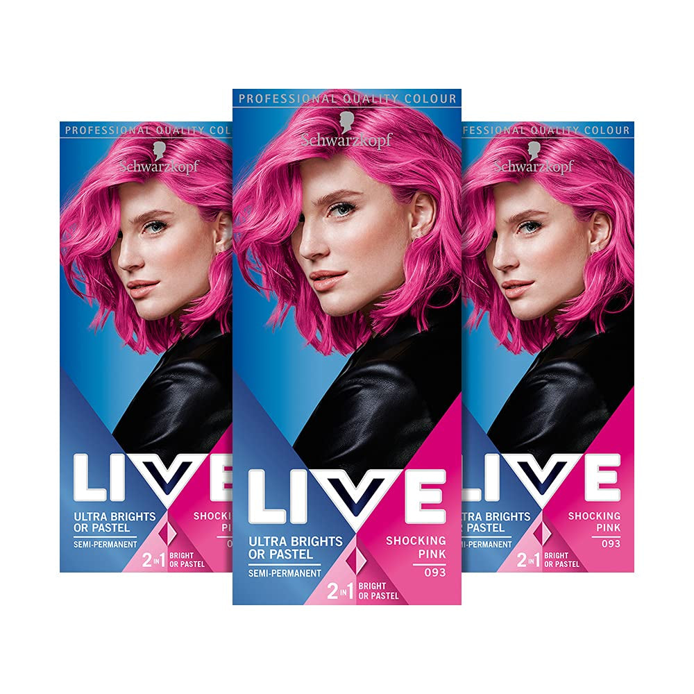 Vopsea de păr Live Ultra Bright sau Pastel Red, 3 bucăți, culoare semipermanentă, durează până la 15 spălări - 092 Pilllar Box Red Vopsea pentru par Naty Shop Pastel,Roz 3 bucăți (pachet de 1)