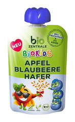 Biozentrale Biokids Puré de frutas manzanas arándanos avena | 12X90G | Snack Vegano De Avena Y Frutas | Sin azúcar granulado añadido Madre e Hijo Naty Shop