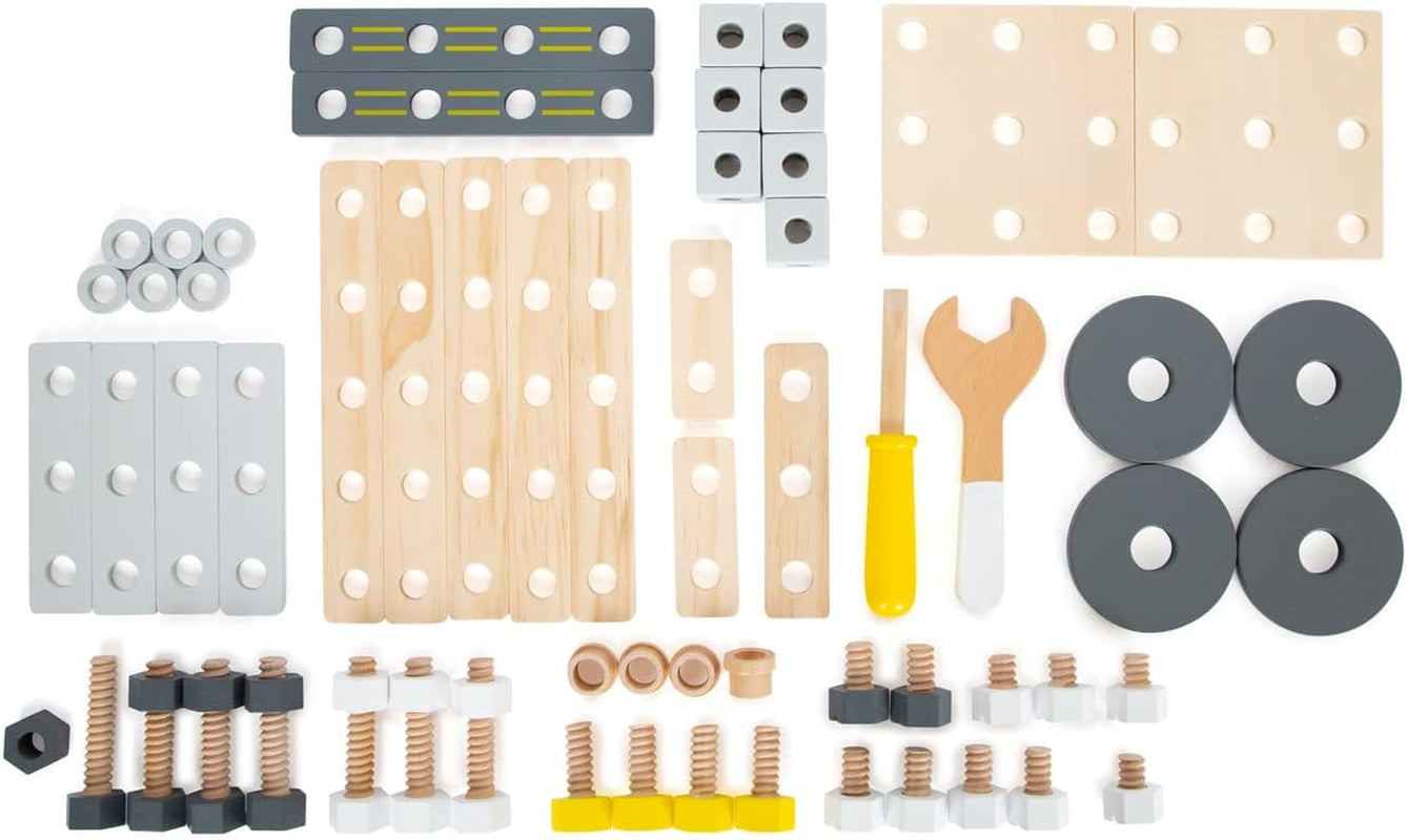 Small Foot Konstruktionsset Miniwob aus Holz, kreativer Bausatz mit Werkzeuge und Zubehör, ab 3 Jahren, 11810, Gris Amarillo