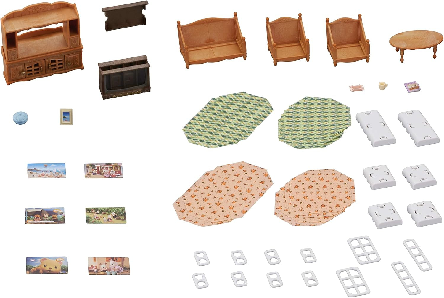 5716 Casă de oraș cu mansardă - Casă de păpuși și L5339 Living tip casă de țară - Mobilier pentru casă de păpuși, 30 x 50 cm, 1 bucată (1 pachet), fabricată din plastic