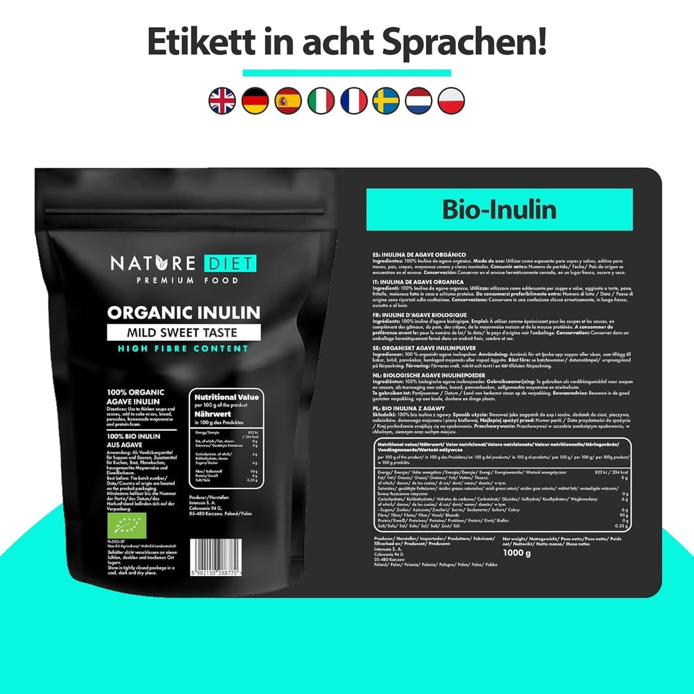 Nature Diet - Bio-Inulina 1 Kg | Aus Agave | Natürliches Präbiotikum Edulcorantes Naty Shop