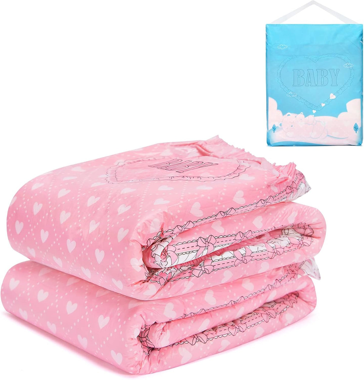 Pañales estampados para adultos, 5500-5800 ml, paquete de 2 - Blushing Baby (M)