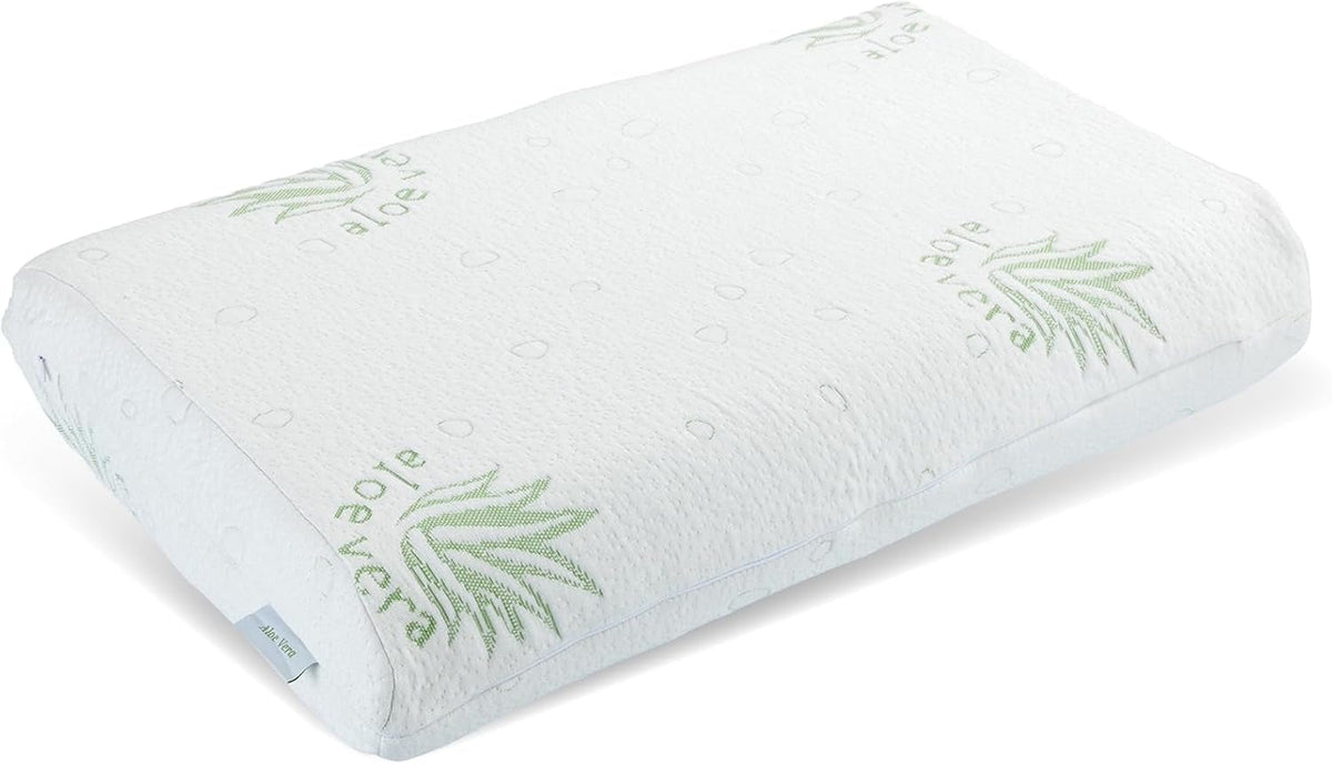 Maximex visco pernă de sprijin pentru gât, Pernă de sprijin respirabilă cu umplutură din spumă ergonomică, Pernă de sprijin pentru gât reglabilă pe înălțime și înălțime pentru un somn odihnitor, Cu aloe vera Perne standard Naty Shop Titlu implicit