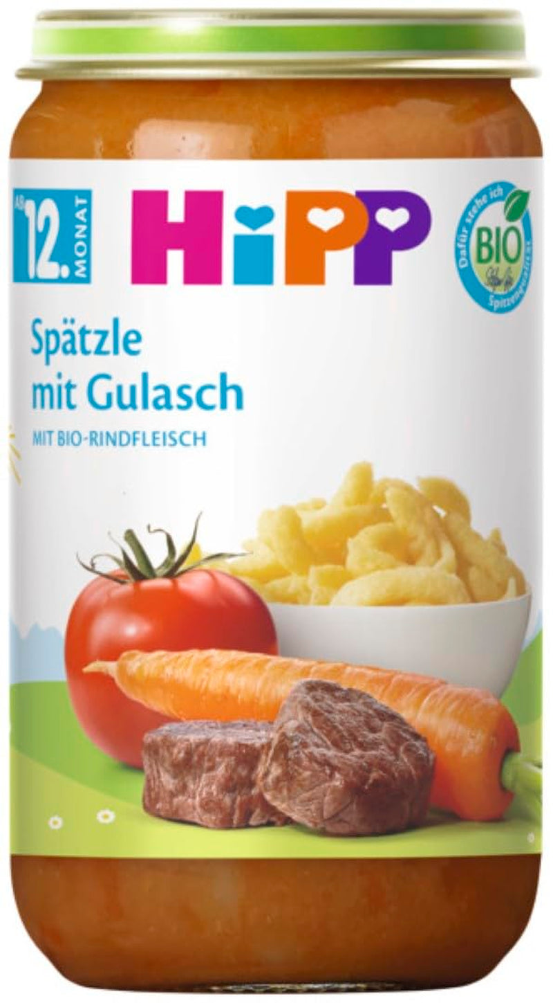 Comidas orgánicas HiPP a partir de 12 meses Spätzle con gulash, 250 g, paquete de 6 (6x250 g) El embalaje puede variar