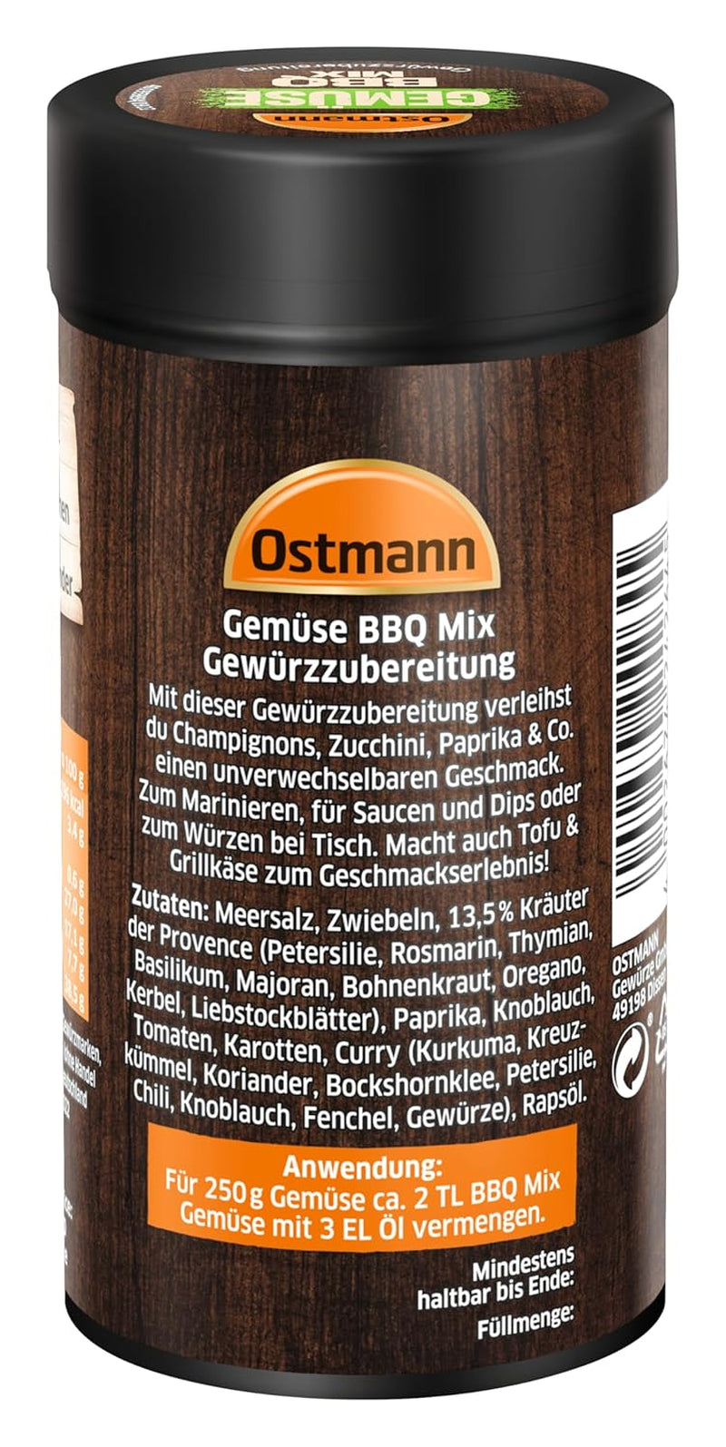 Ostmann Gewürze - Mezcla para barbacoa Gemüse | Gewürzzubereitung für Gemüse | Mediterrane Kräuternote para Grillgemüse, Tofu y Co. | 120 g en un colador